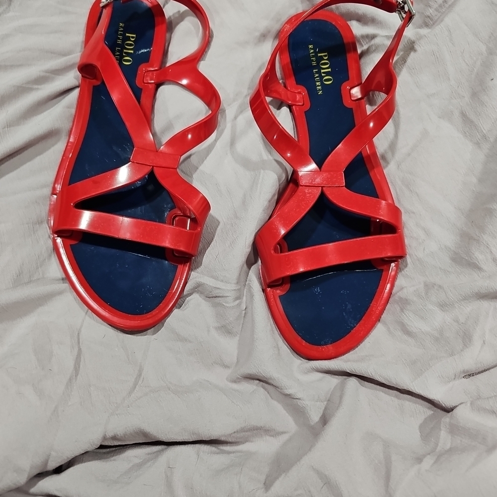 Ralph Lauren Red Strappy Sandals Size 37